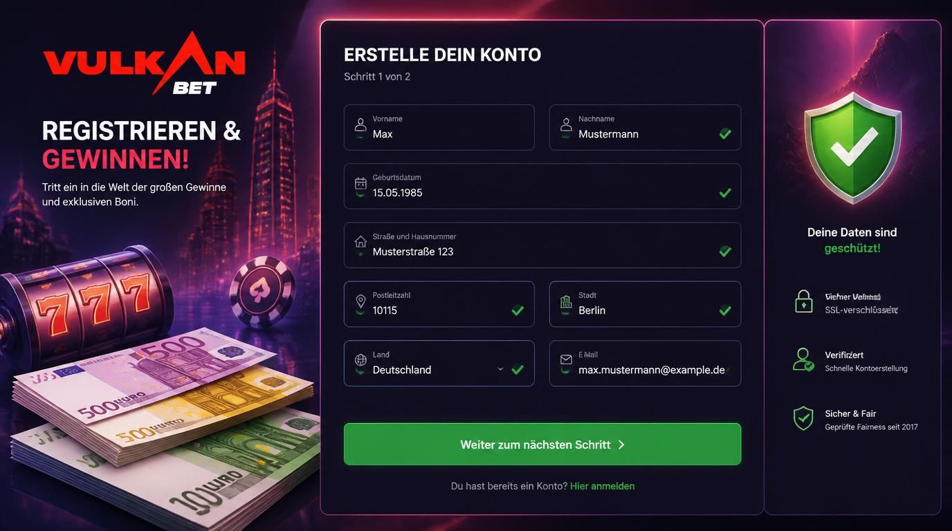 Registrierungsformular mit echten Daten-Eingaben wie Name und Adresse